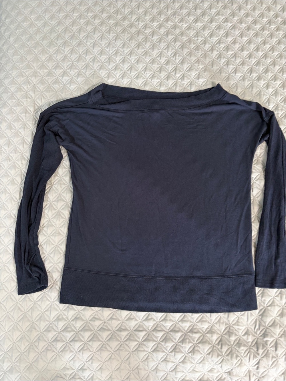 Athleta Navy Long-Sleeve Boatneck Top
